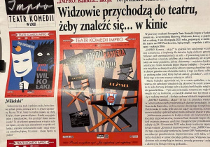 Kurier Teatralny, pierwsza strona Improwizowanego Magazynu dla Miłośników Sztuki zawierająca opis spektaklu – „Hejter, czyli jeden z nas”