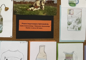 Wybrane prace uczniów klas szóstych związane z twórczością polskich malarzy okresu realizmu.