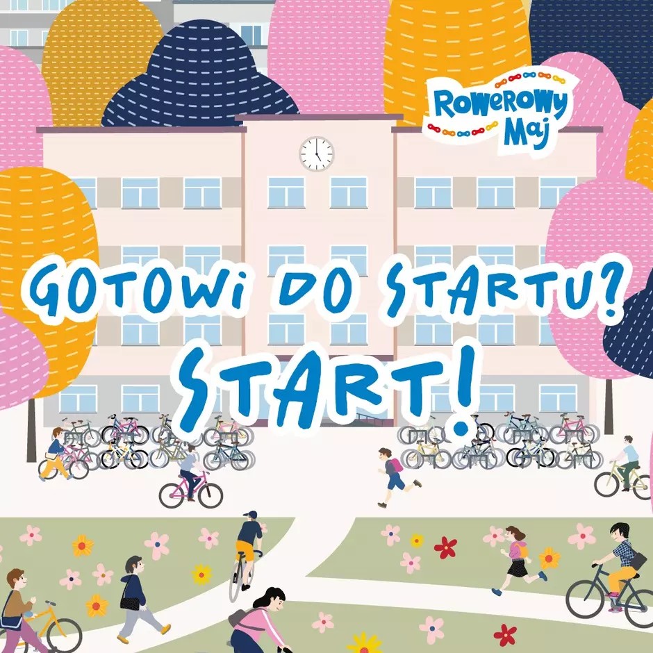 Plakat szkolny promujący akcję „Rowerowy Maj”