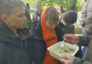 Uczniowie podczas warsztatów dotyczących ekosystemu jezior.