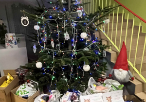 Prezenty zgromadzone pod choinką w Domu Dziecka – „Schronienie -Lniana”.