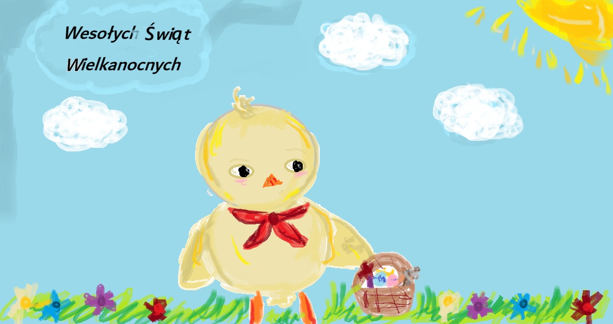 Praca konkursowa uczennicy z klasy 6c &ndash; kartka świąteczna z życzeniami wesołych świąt.