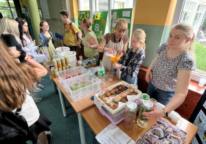 Punkty gastronomiczne w szkole podczas pikniku – ciasta, lemoniady, owoce, przekąski