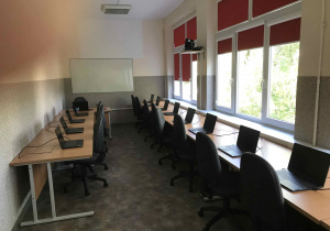 Sala A14 wyremontowana i wyposażona z dofinansowaniem Unii Europejskiej.