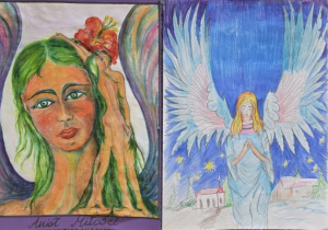 Prace plastyczne zgłoszone do międzyszkolnego konkursu plastycznego – Anioły, aniołki, anielice.